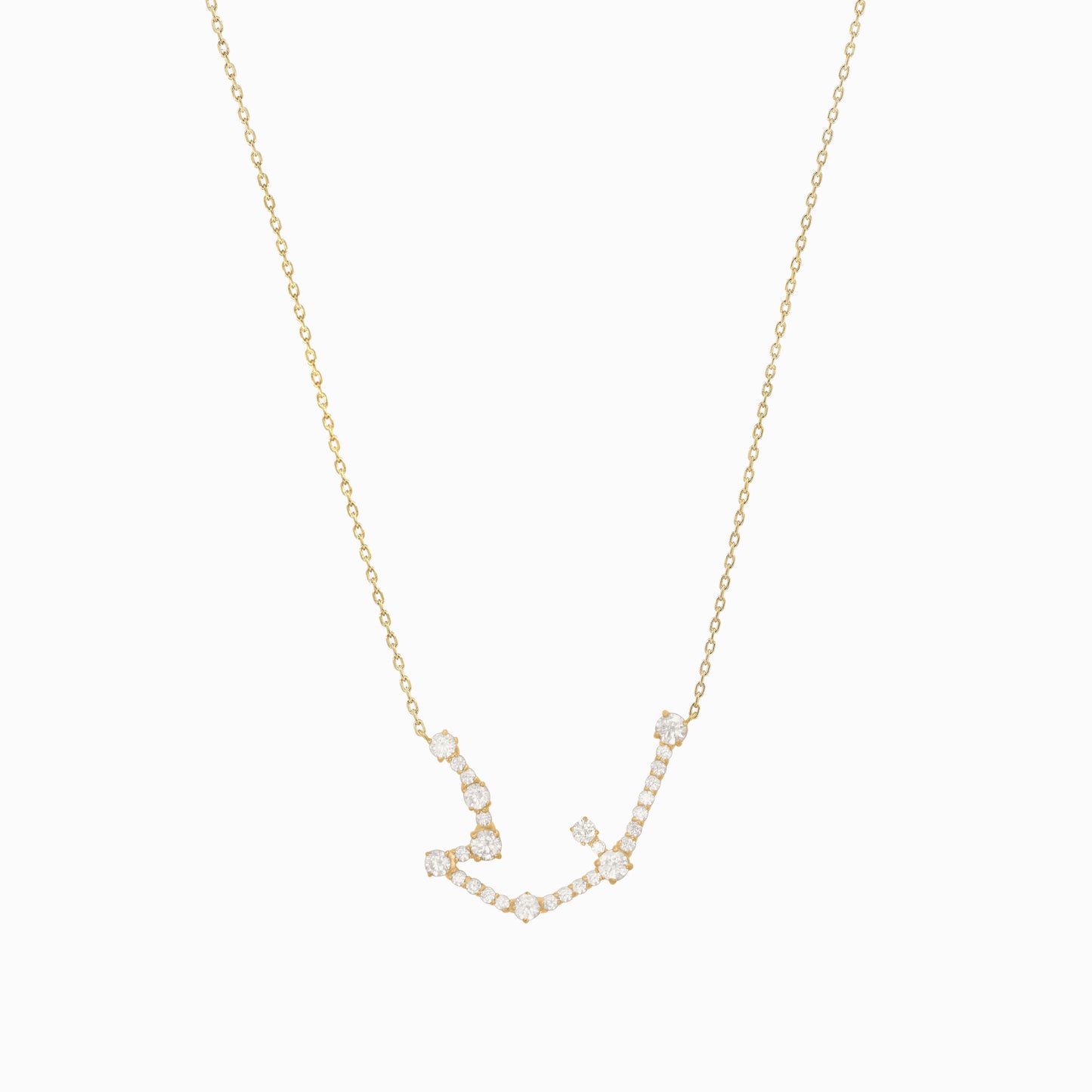 Aquarius Zodiac Constellation Pavé Diamond Necklace 14K Solid Gold