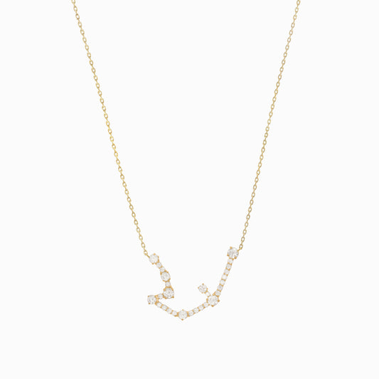 Aquarius Zodiac Constellation Pavé Diamond Necklace 14K Solid Gold