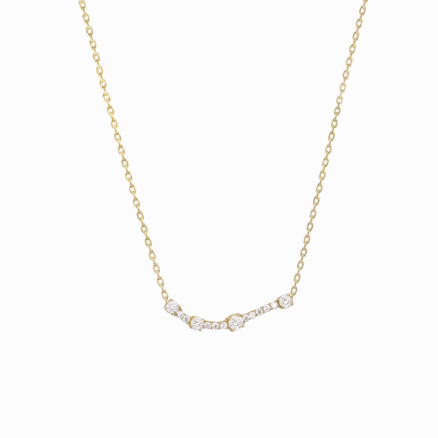Aries Zodiac Constellation Pavé Diamond Necklace 14k Solid Gold