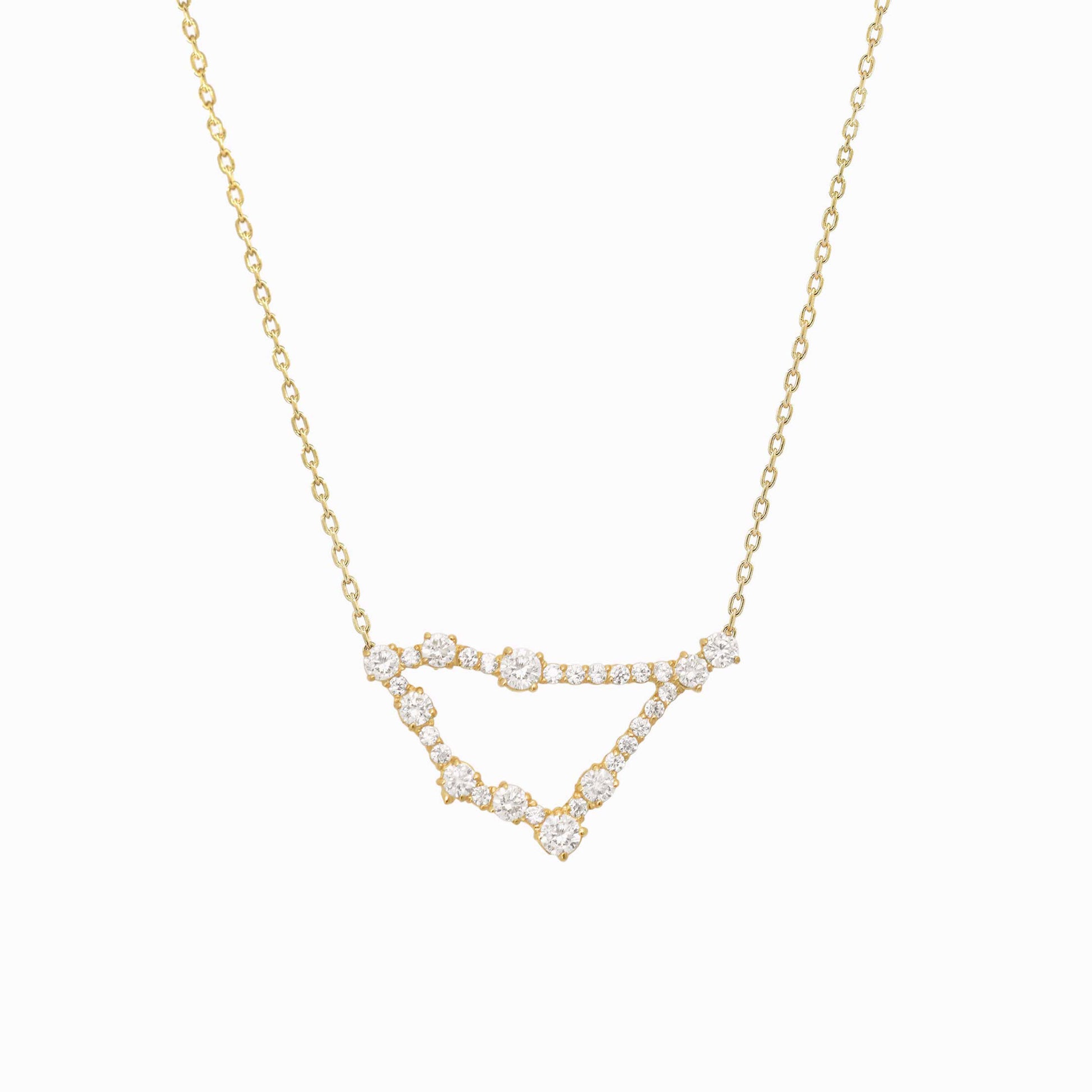 Capricorn Zodiac Constellation Pavé Lab Diamond Necklace 14K Solid Gold