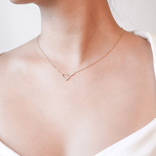 Capricorn Zodiac Constellation Pavé Diamond Pendant 14K Solid Gold
