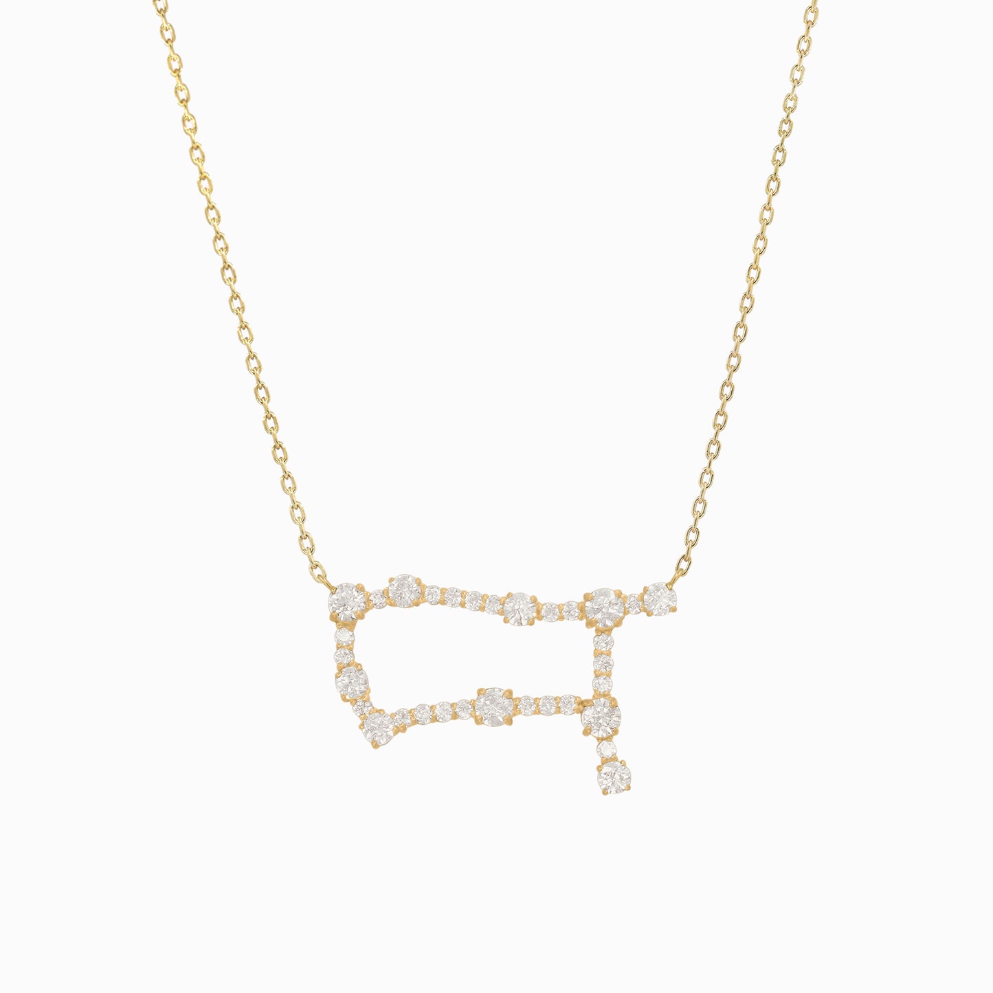 Gemini Zodiac Constellation Pavé Diamond Necklace 14K Solid Gold