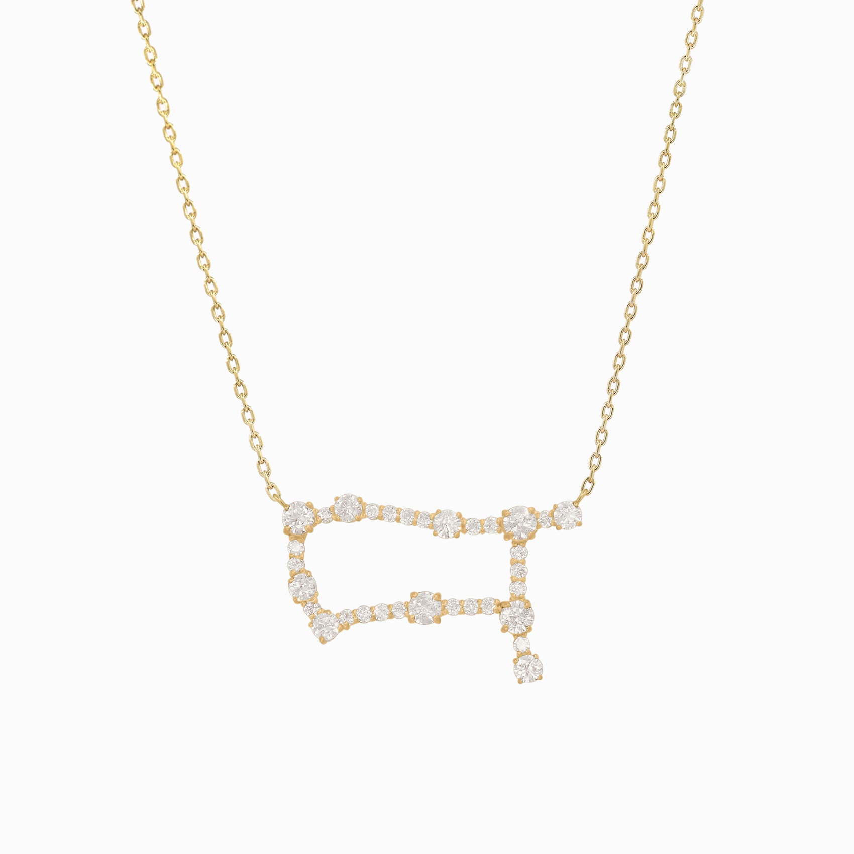 Gemini Zodiac Constellation Pavé Diamond Necklace 14K Solid Gold