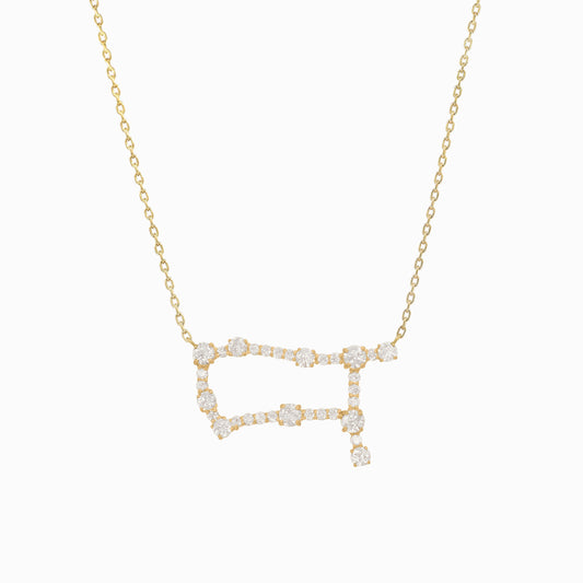 Gemini Zodiac Constellation Pavé Lab Pendant 14K Solid Gold