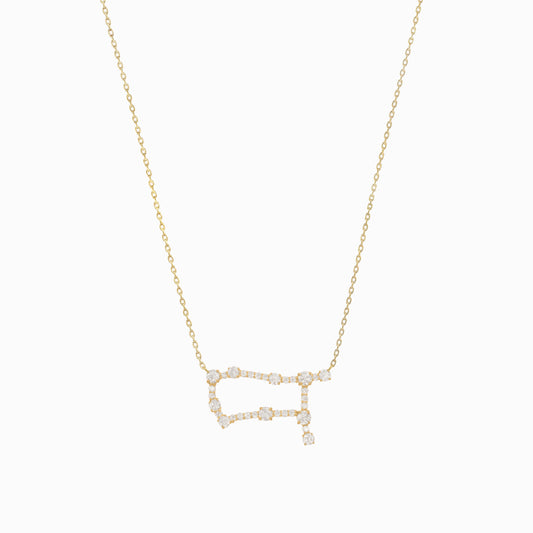 Gemini Zodiac Constellation Pavé Diamond Necklace 14K Solid Gold