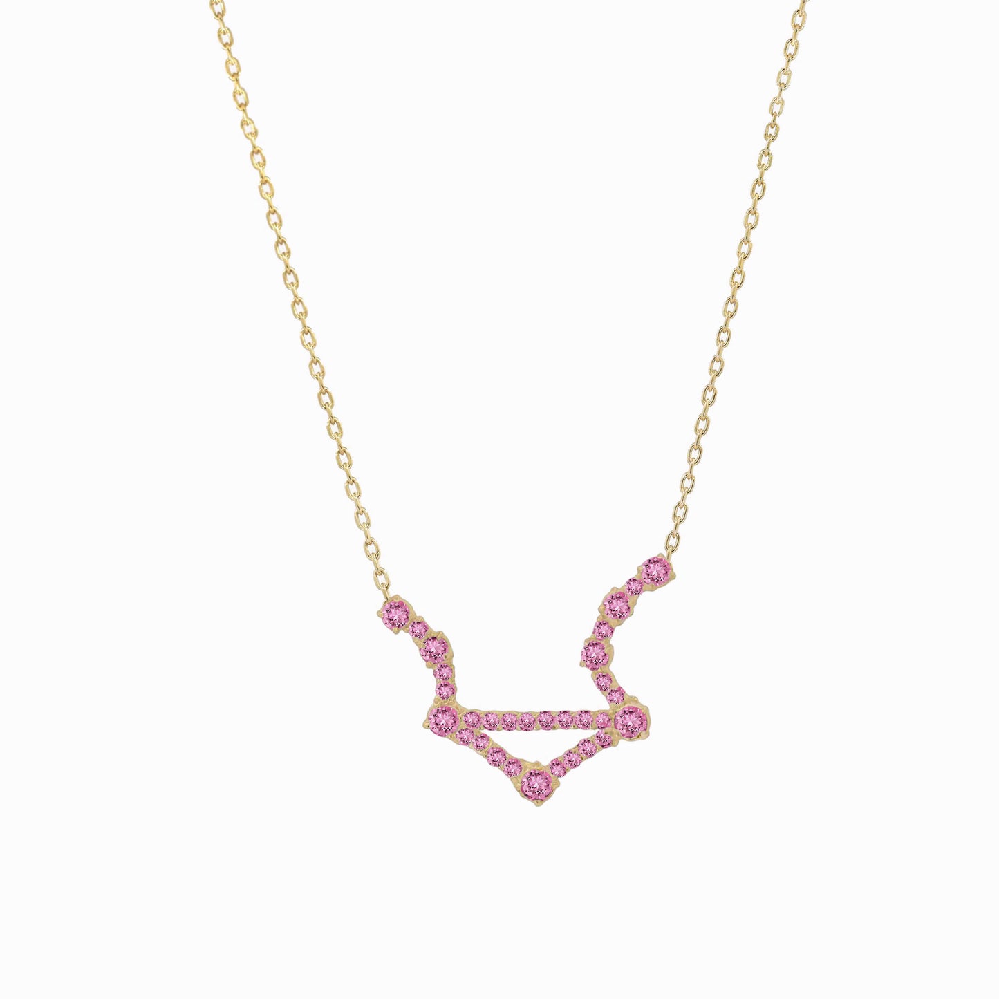 Libra Zodiac Constellation Necklace 14k Solid Gold Pink Tourmaline Birthstone NYC | BY L’AIMÉ NEW YORK