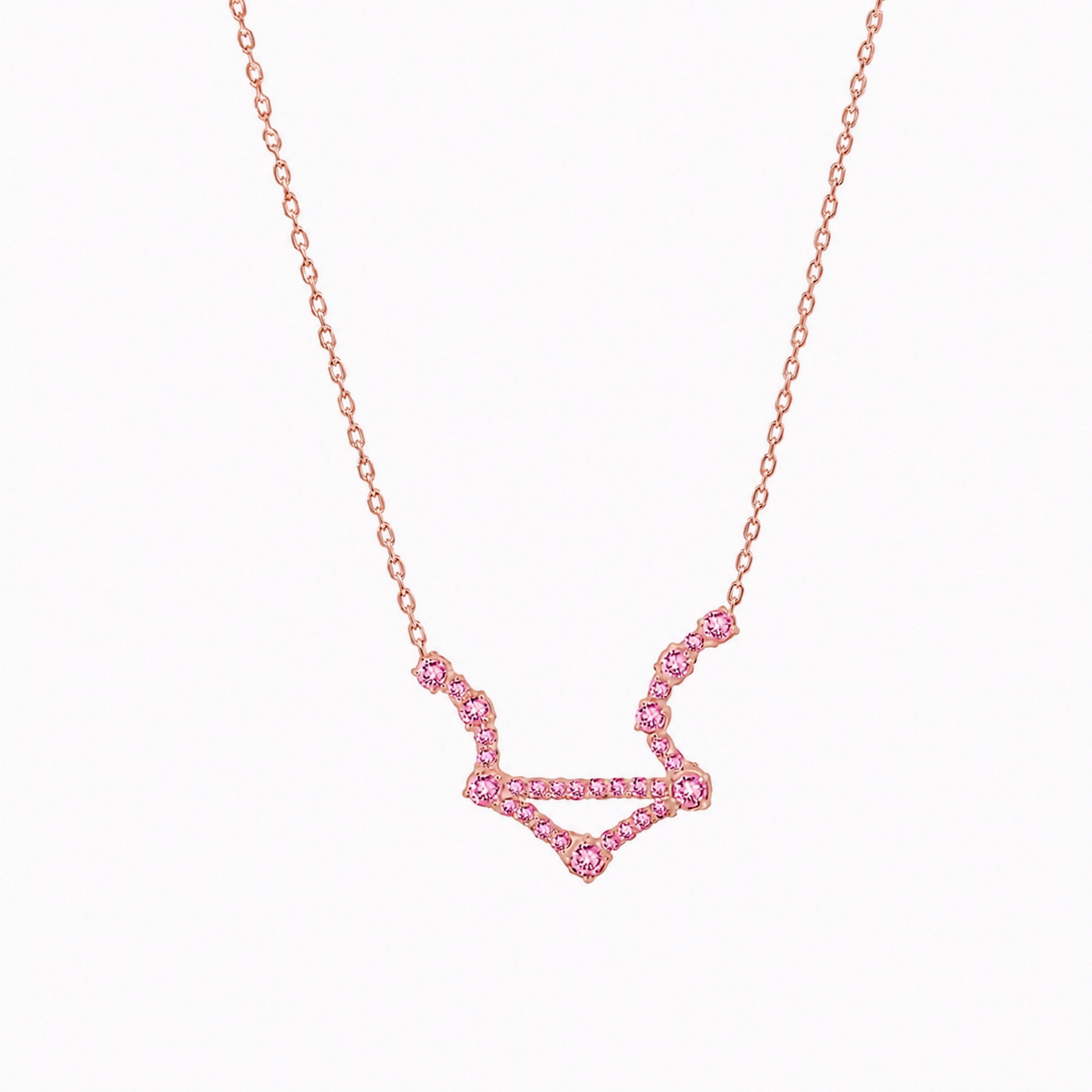 Libra Zodiac Constellation Necklace 14k Solid Gold Pink Tourmaline Birthstone NYC | BY L’AIMÉ NEW YORK