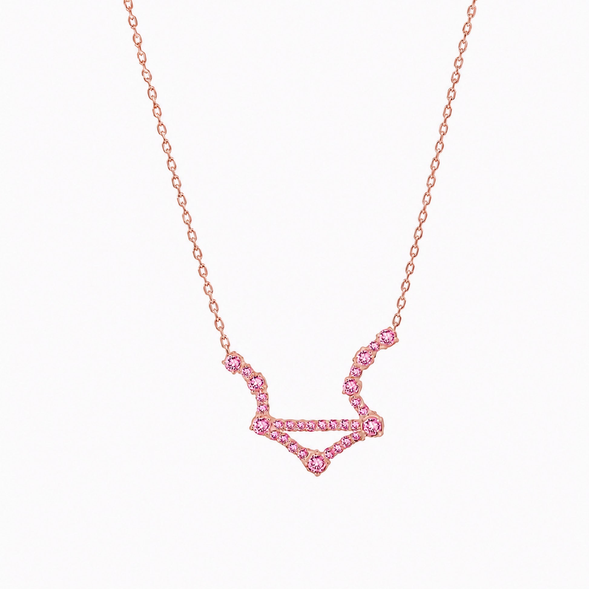 Libra Zodiac Constellation Necklace 14k Solid Gold Pink Tourmaline Birthstone NYC | BY L’AIMÉ NEW YORK