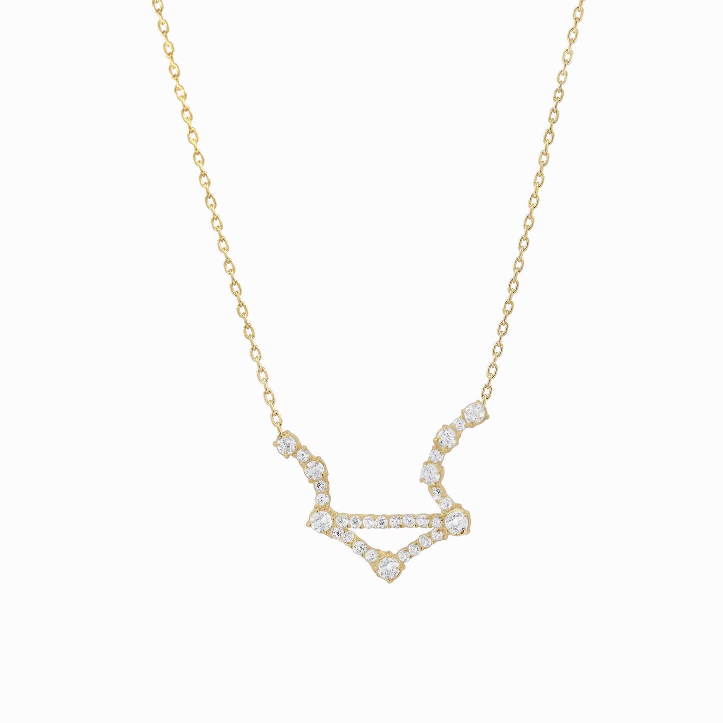Libra Zodiac Constellation Pavé Lab Diamond Necklace 14k Solid Gold
