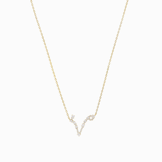 Pisces Constellation Pavé Diamond Necklace 14K Solid Gold