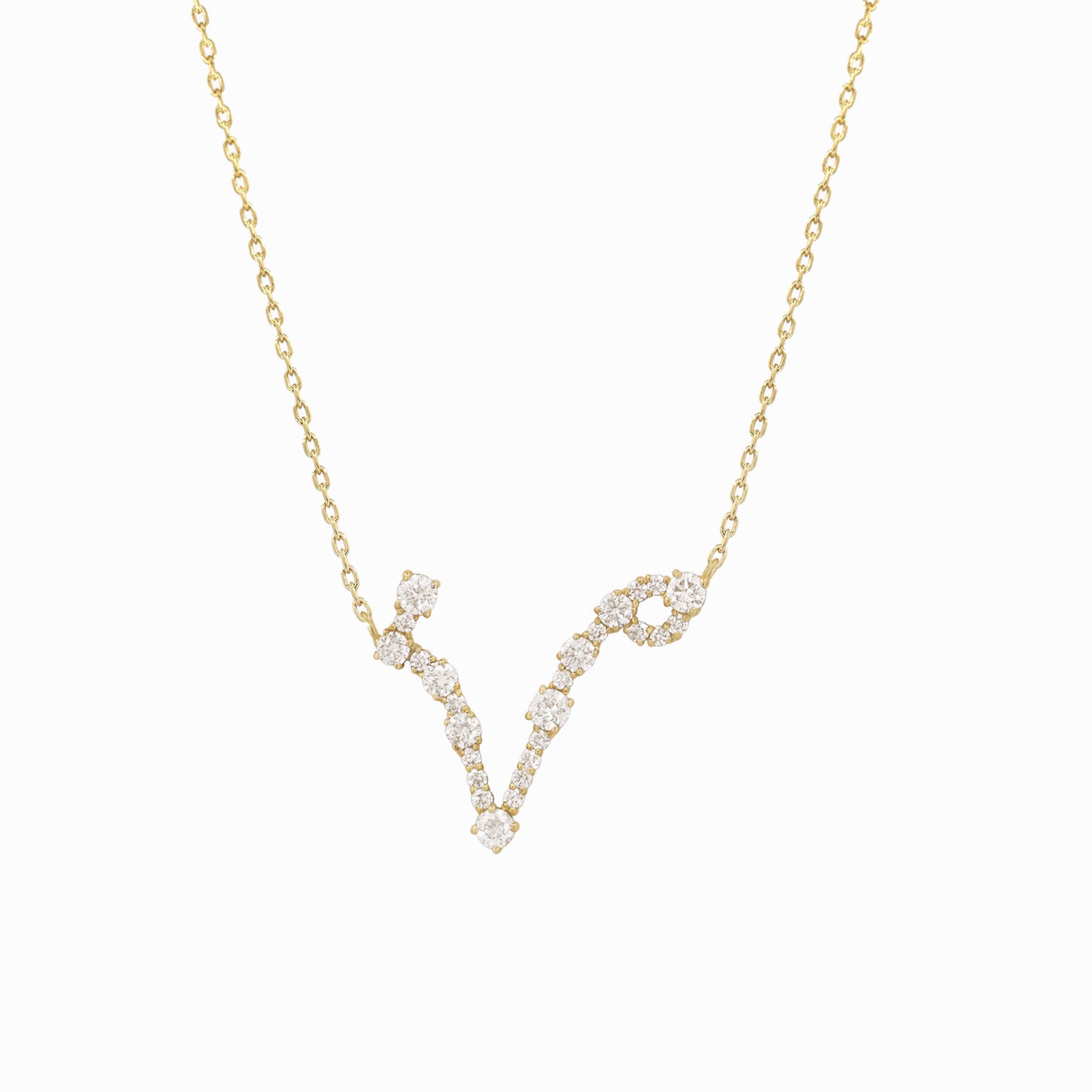 Pisces Constellation Pavé Lab Diamond Necklace 14K Solid Gold