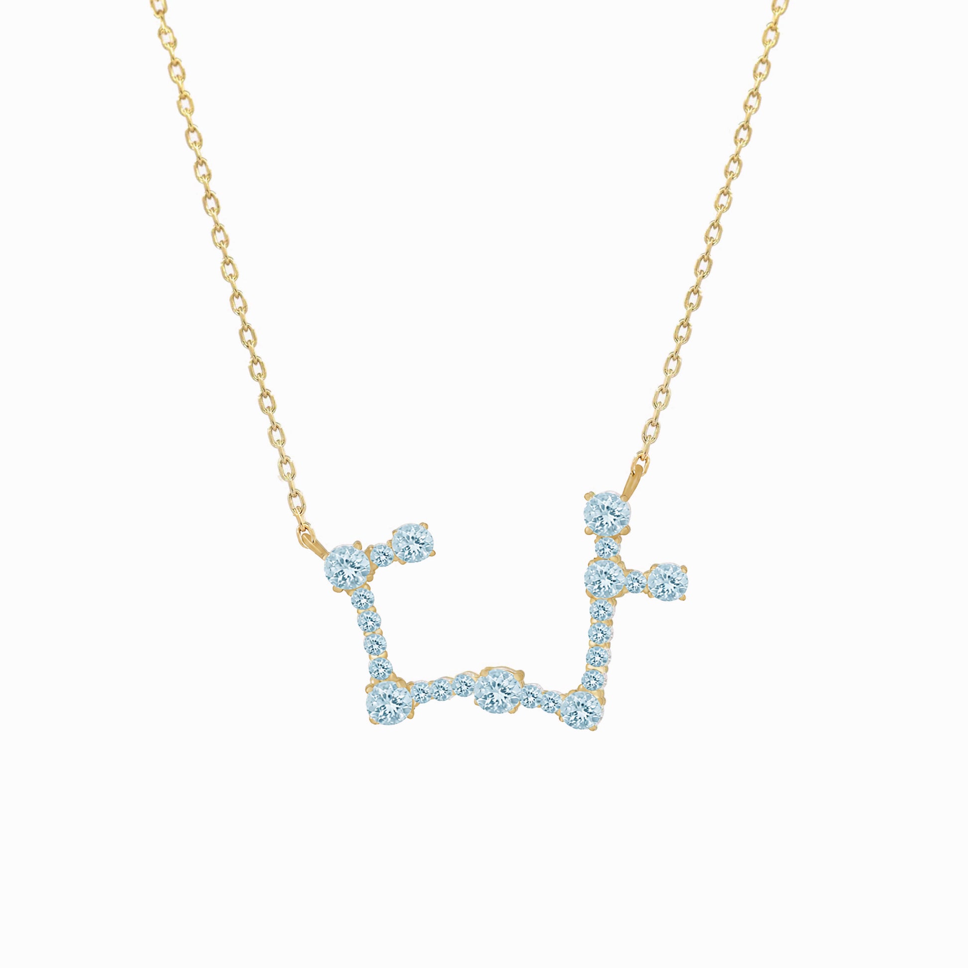 Sagittarius Constellation Necklace 14K Solid Gold Blue Topas Birthstone