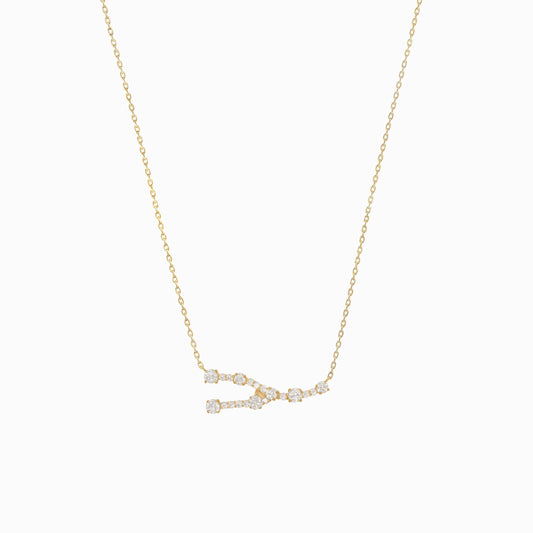 Taurus Zodiac Constellation Pavé Diamond Necklace 14K Solid Gold