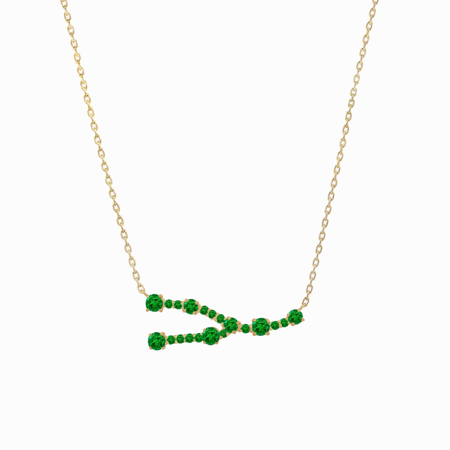 Taurus Zodiac Constellation Necklace 14K Solid Gold Emerald Birthstone