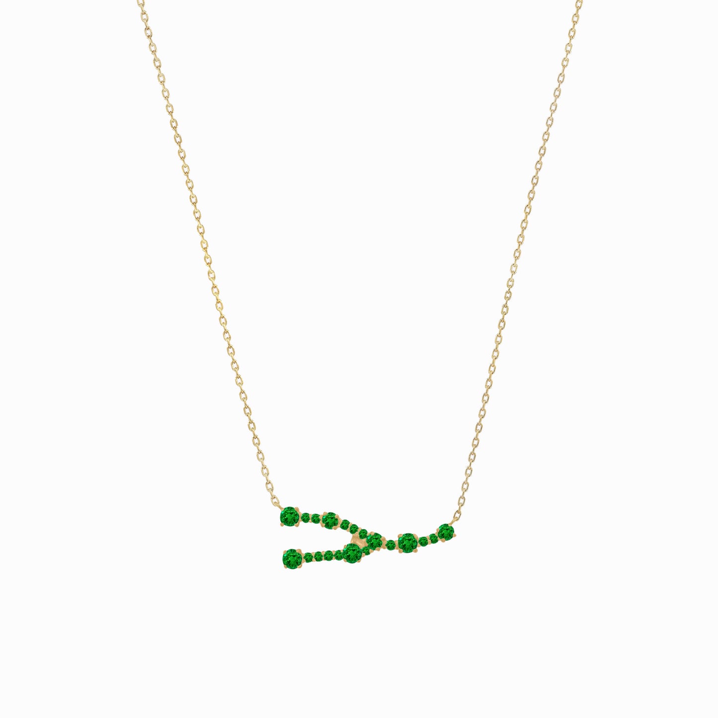 Taurus Zodiac Constellation Necklace 14K Solid Gold Emerald Birthstone