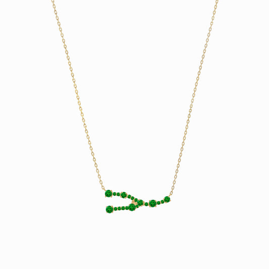 Taurus Zodiac Constellation Necklace 14K Solid Gold Emerald Birthstone