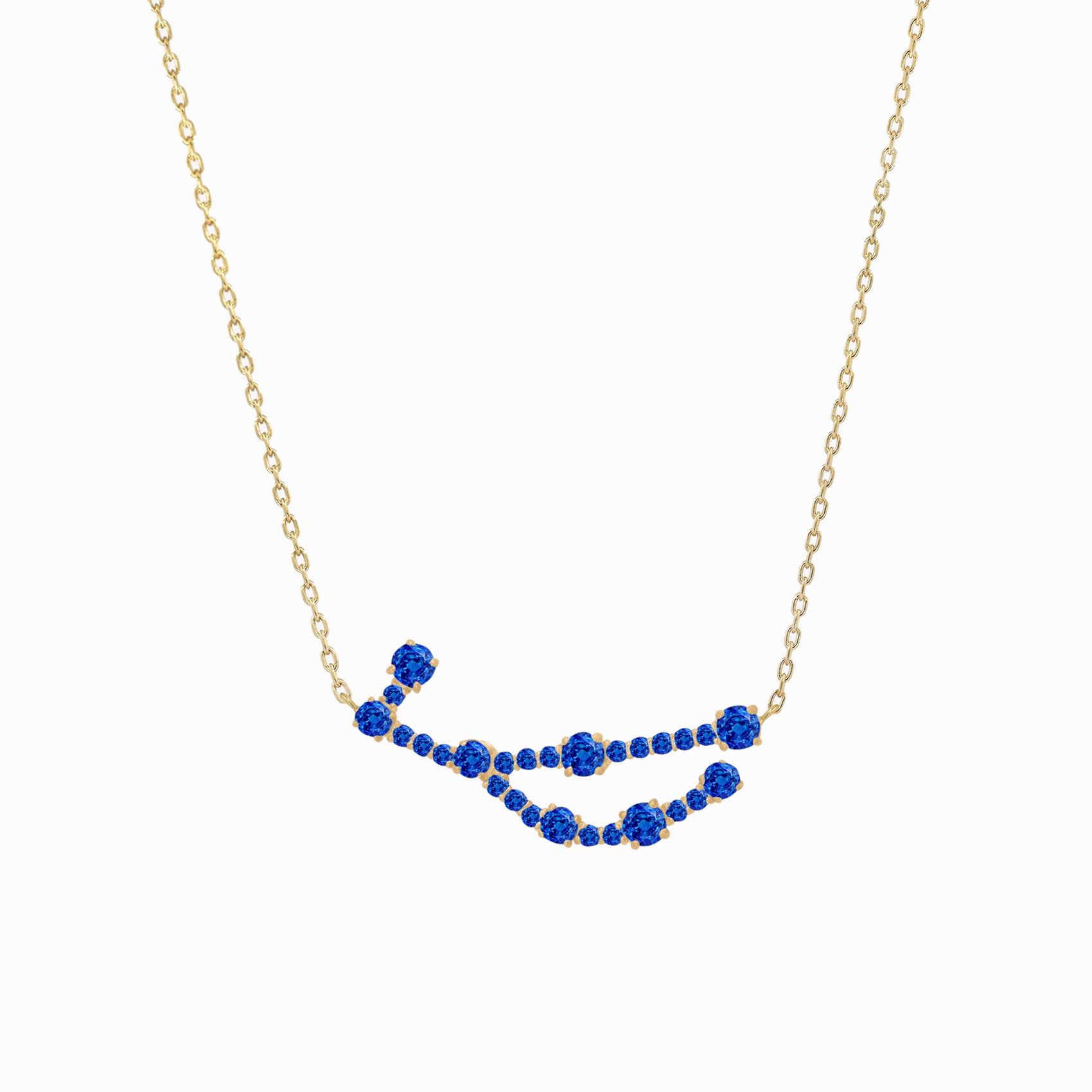 Virgo Constellation Necklace 14K Solid Gold Blue Sapphire Birthstone BY L’AIMÉ NEW YORK