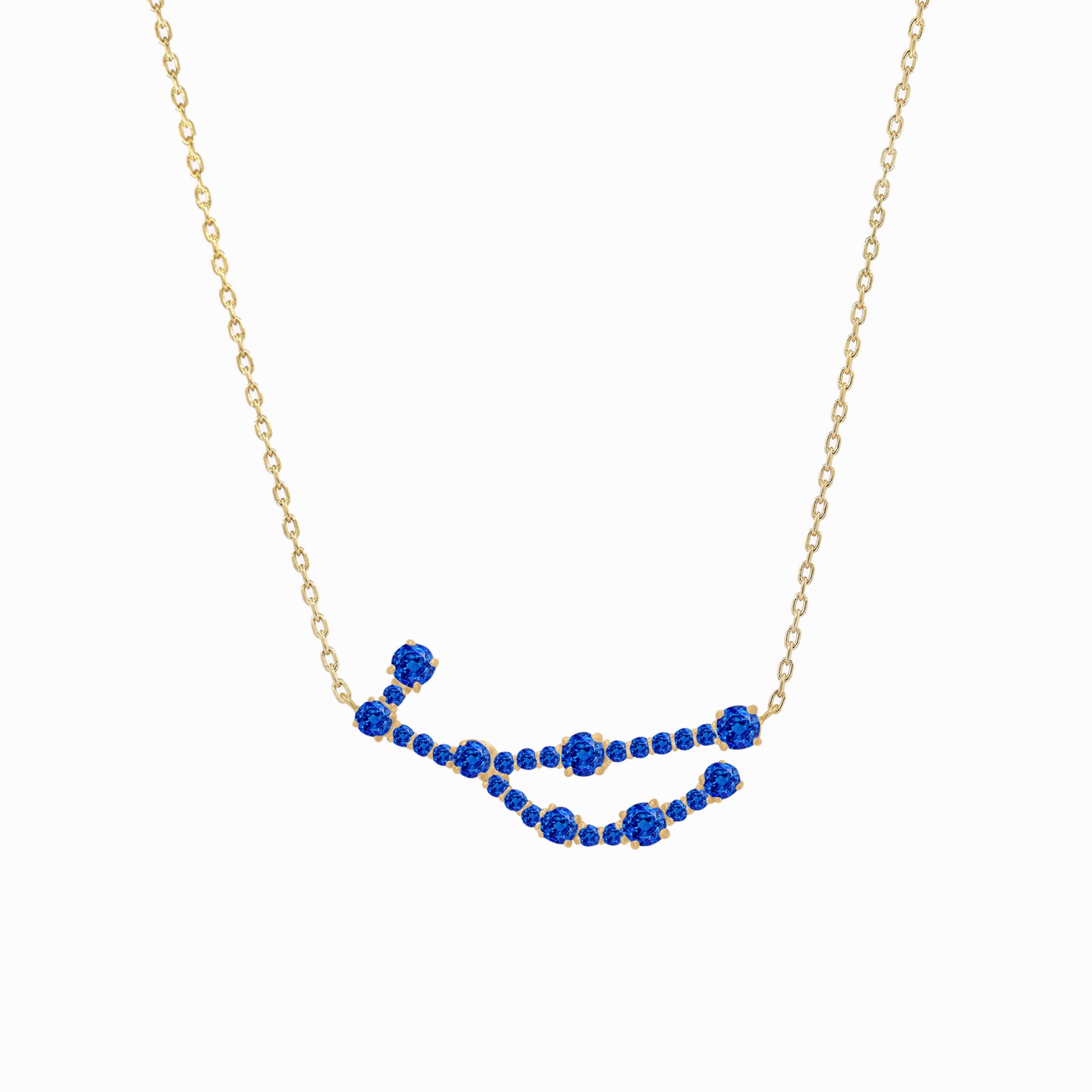 Virgo Constellation Necklace 14K Solid Gold Blue Sapphire Birthstone BY L’AIMÉ NEW YORK