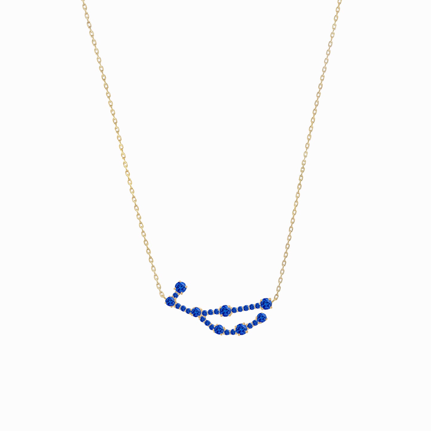 Virgo Constellation Necklace 14K Solid Gold Blue Sapphire Birthstone BY L’AIMÉ NEW YORK