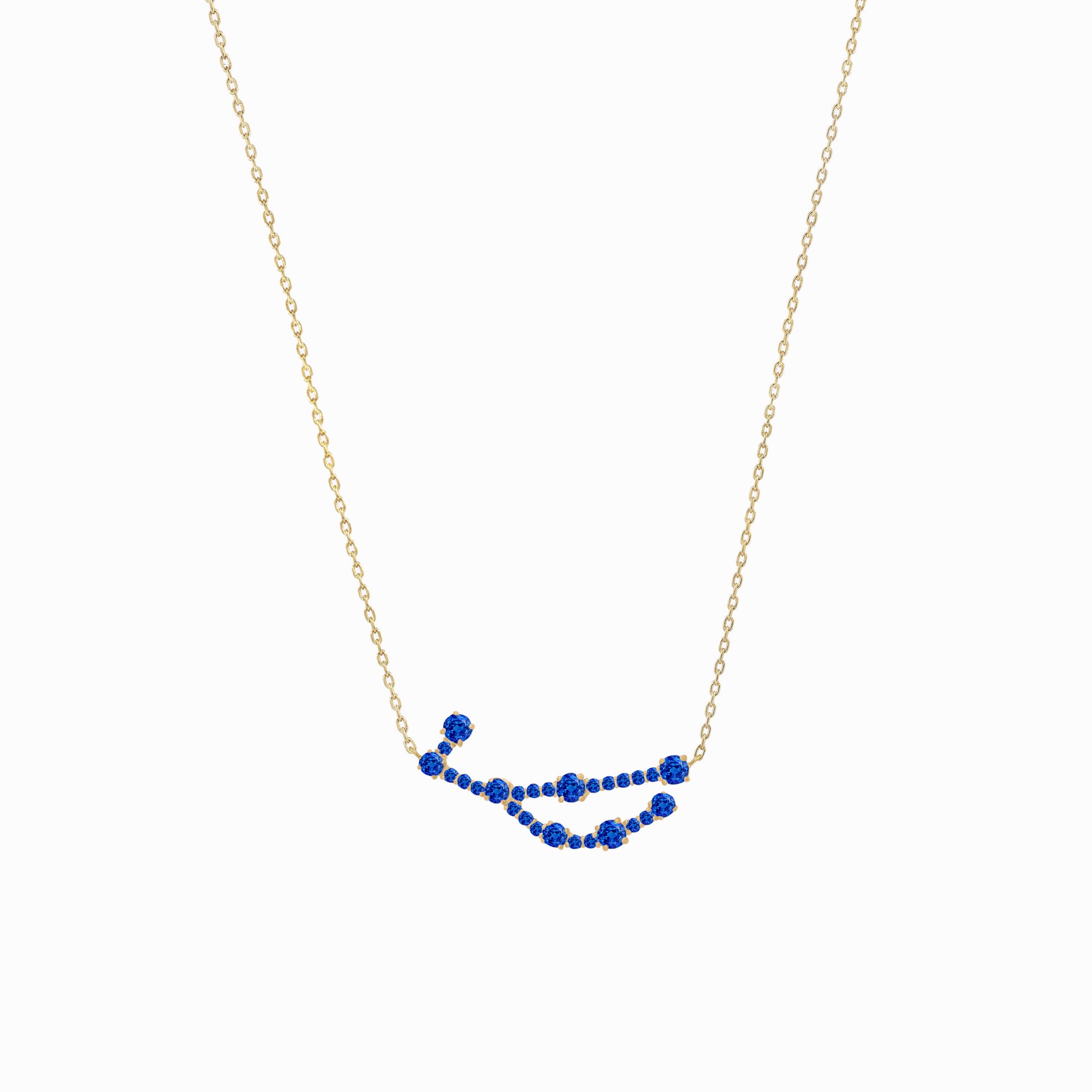 Virgo Constellation Necklace 14K Solid Gold Blue Sapphire Birthstone BY L’AIMÉ NEW YORK