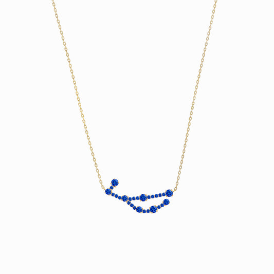 Virgo Constellation Necklace 14K Solid Gold Blue Sapphire Birthstone BY L’AIMÉ NEW YORK