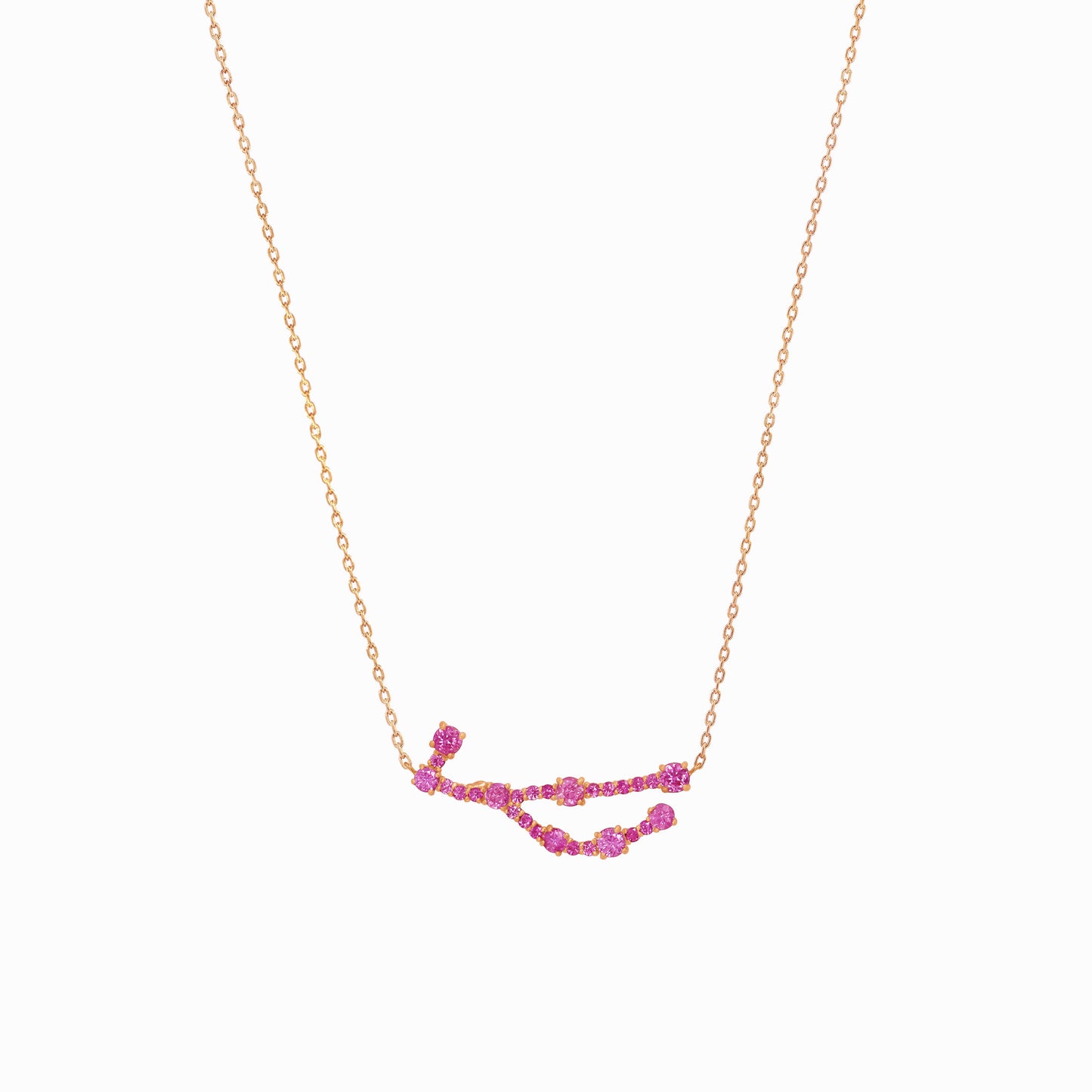 Virgo Zodiac Constellation Pavé Pink Sapphire Pendant 14K Solid Gold BY L’AIMÉ NEW YORK