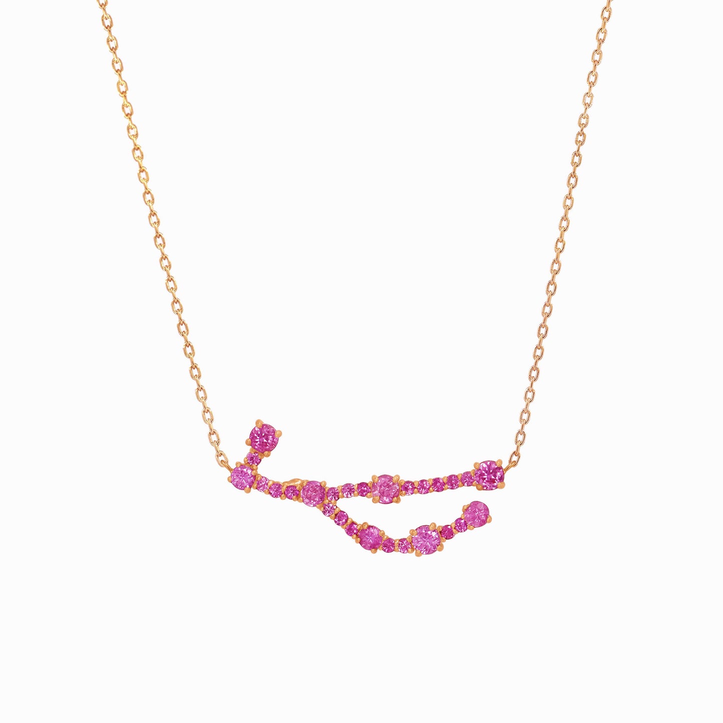 Virgo Zodiac Constellation Pavé Pink Sapphire Pendant 14K Solid Gold BY L’AIMÉ NEW YORK