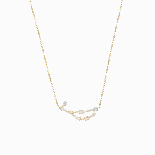 Virgo Zodiac Constellation Pavé Diamond Necklace 14K Solid Gold