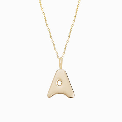 Soft Bubble Puffy Initial Necklace & Charm in 14K Solid Gold BY L’AIMÉ NEW YORK