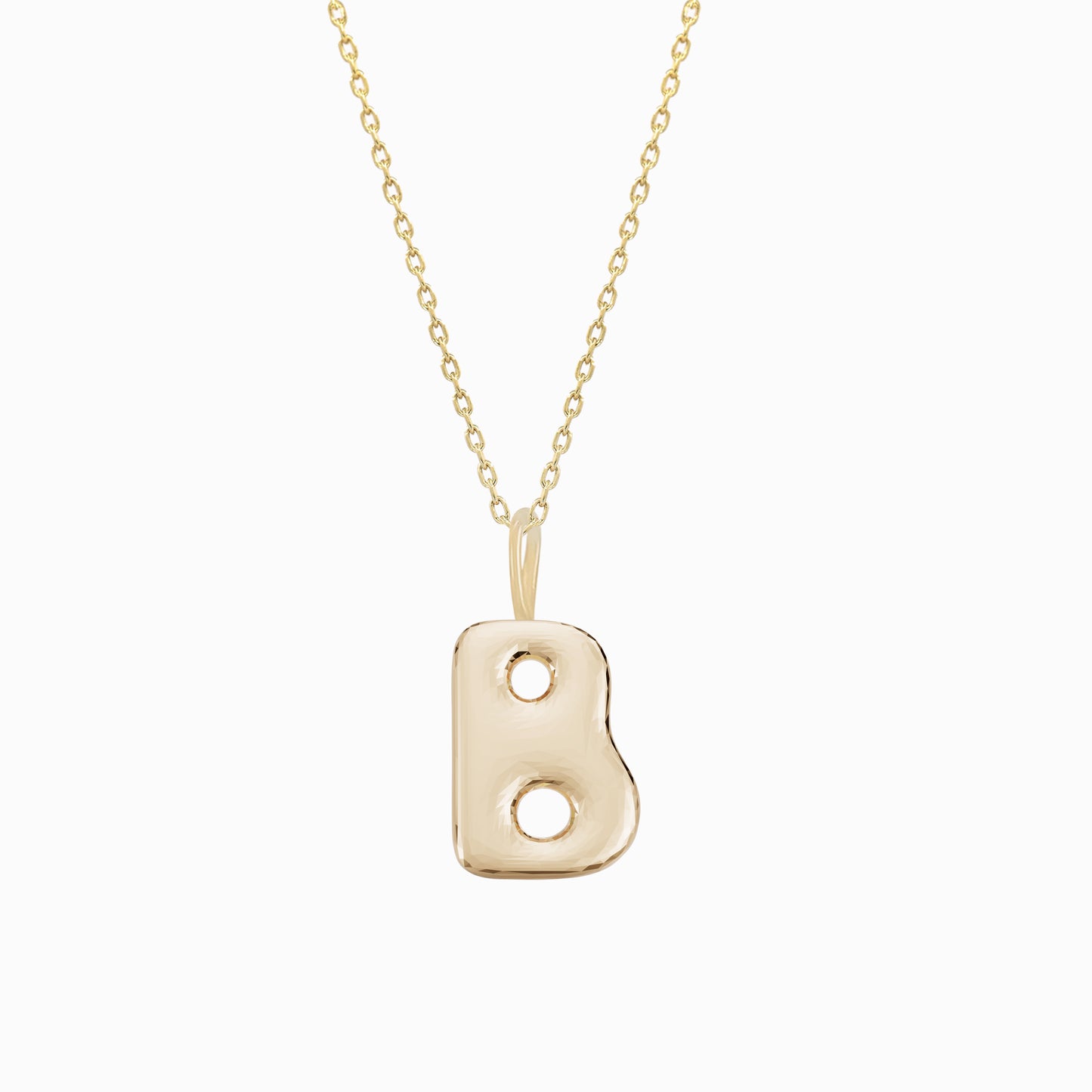Soft Bubble Puffy Initial Necklace & Charm in 14K Solid Gold BY L’AIMÉ NEW YORK
