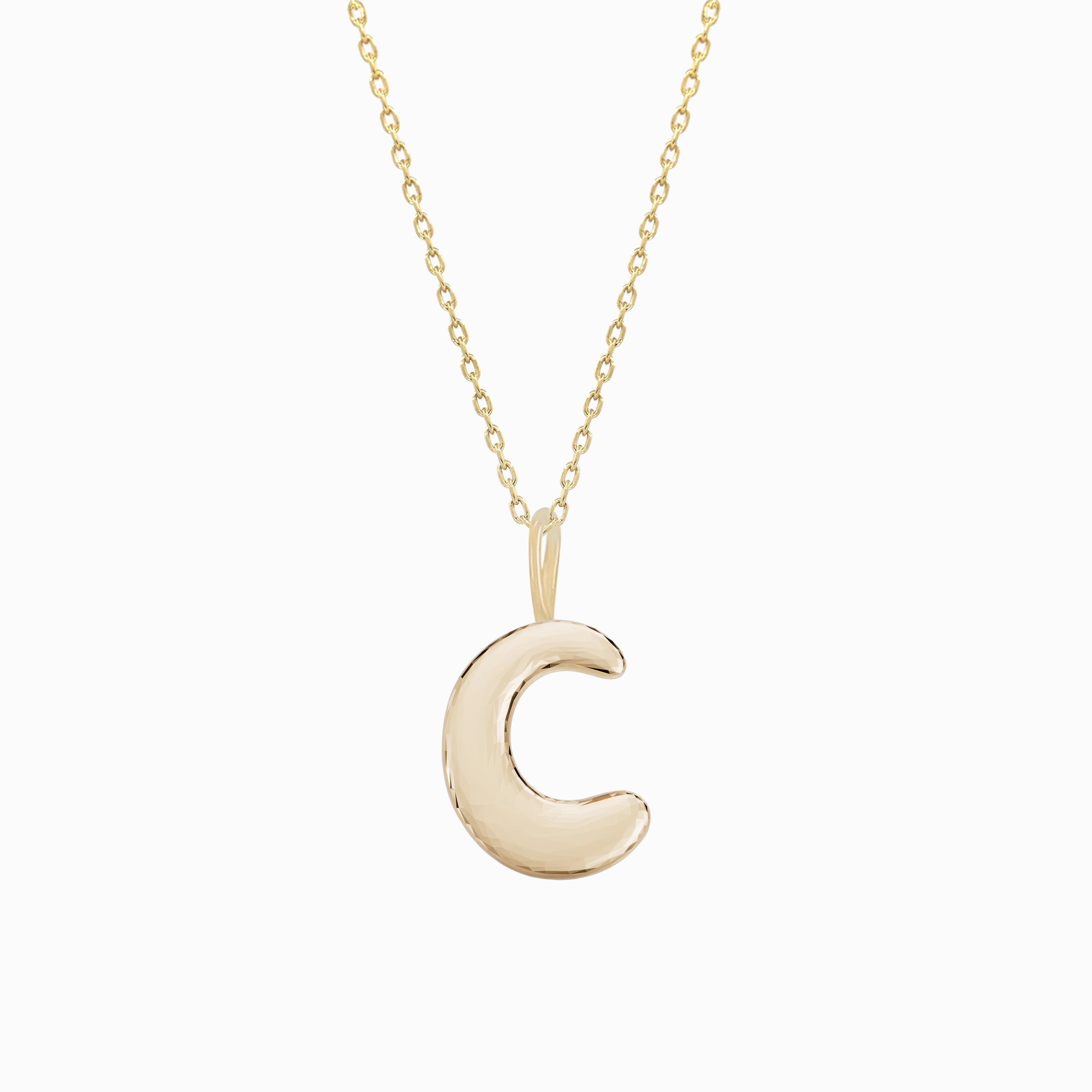 Soft Bubble Puffy Initial Necklace & Charm in 14K Solid Gold BY L’AIMÉ NEW YORK