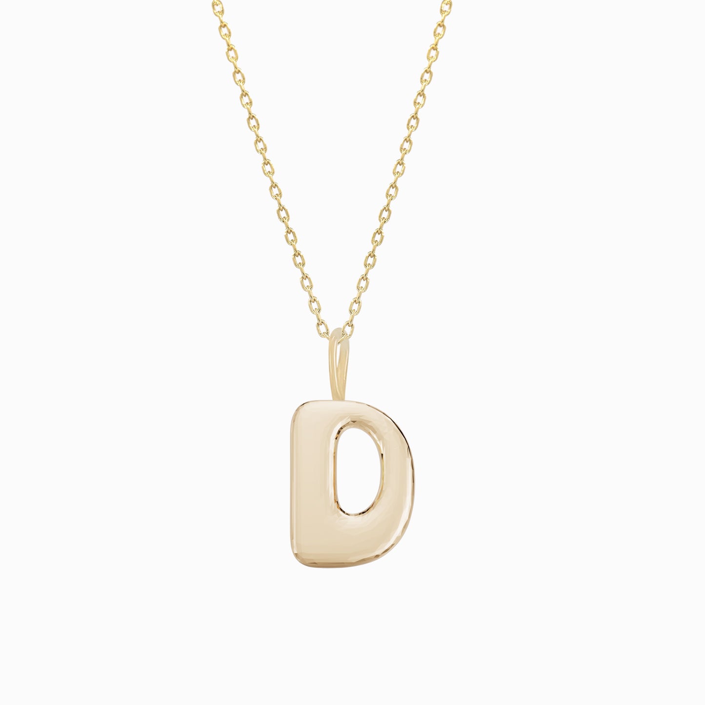 Soft Bubble Puffy Initial Necklace & Charm in 14K Solid Gold BY L’AIMÉ NEW YORK
