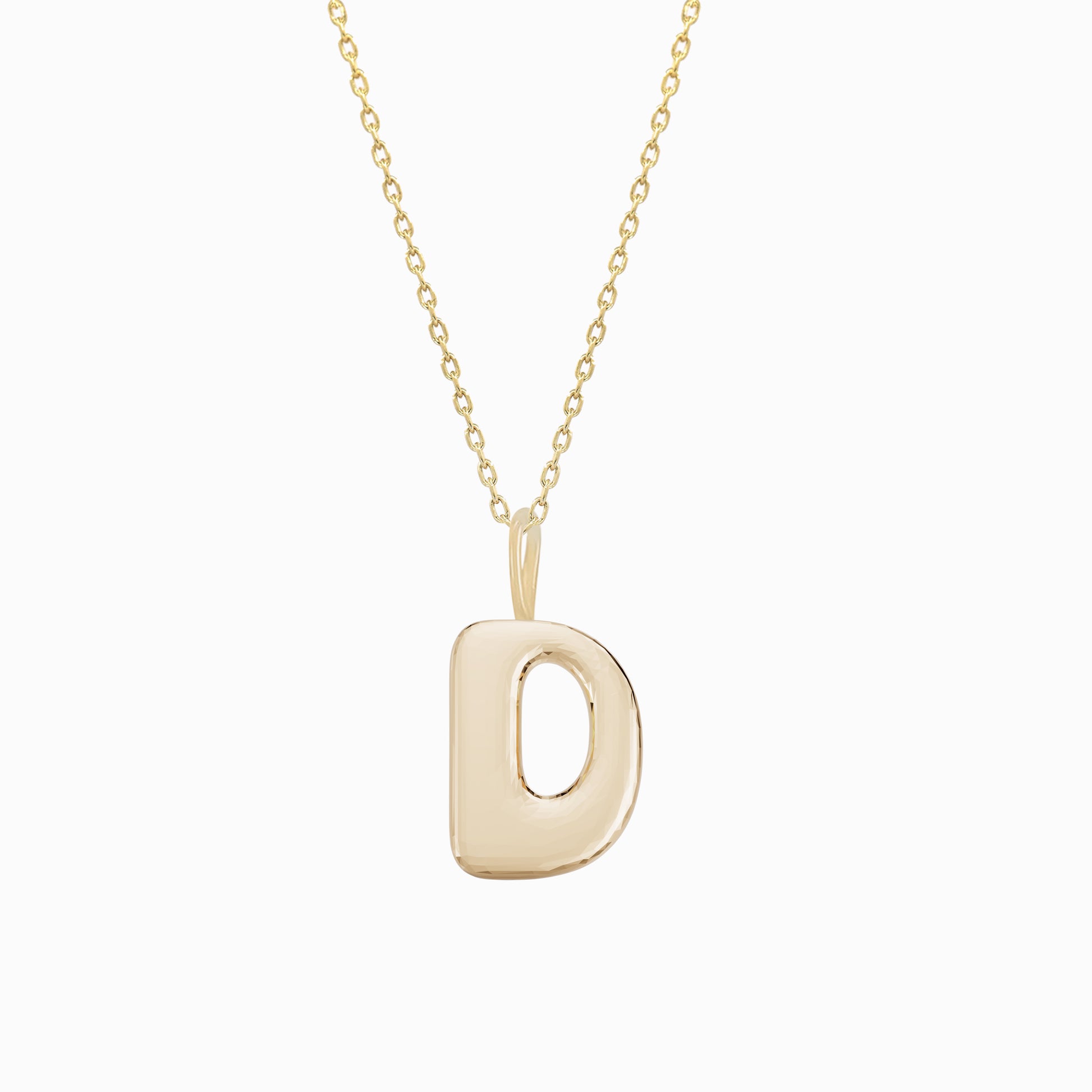 Soft Bubble Puffy Initial Necklace & Charm in 14K Solid Gold BY L’AIMÉ NEW YORK