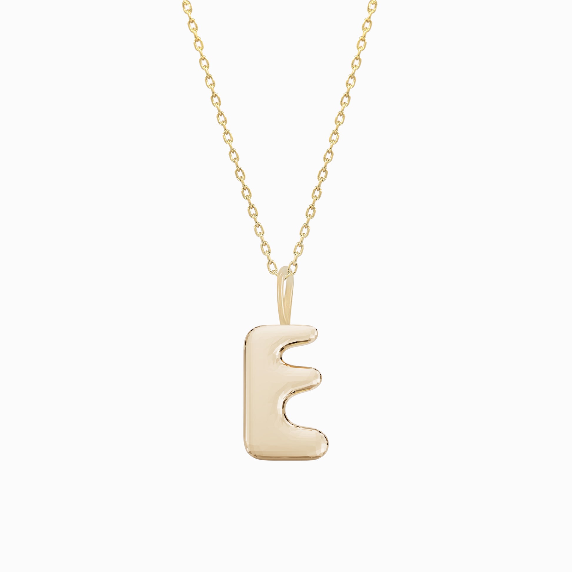 Soft Bubble Puffy Initial Necklace & Charm in 14K Solid Gold BY L’AIMÉ NEW YORK