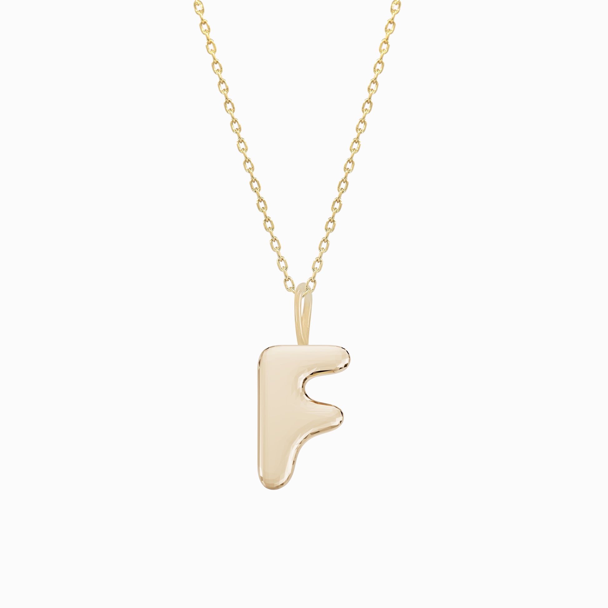 Soft Bubble Puffy Initial Necklace & Charm in 14K Solid Gold BY L’AIMÉ NEW YORK