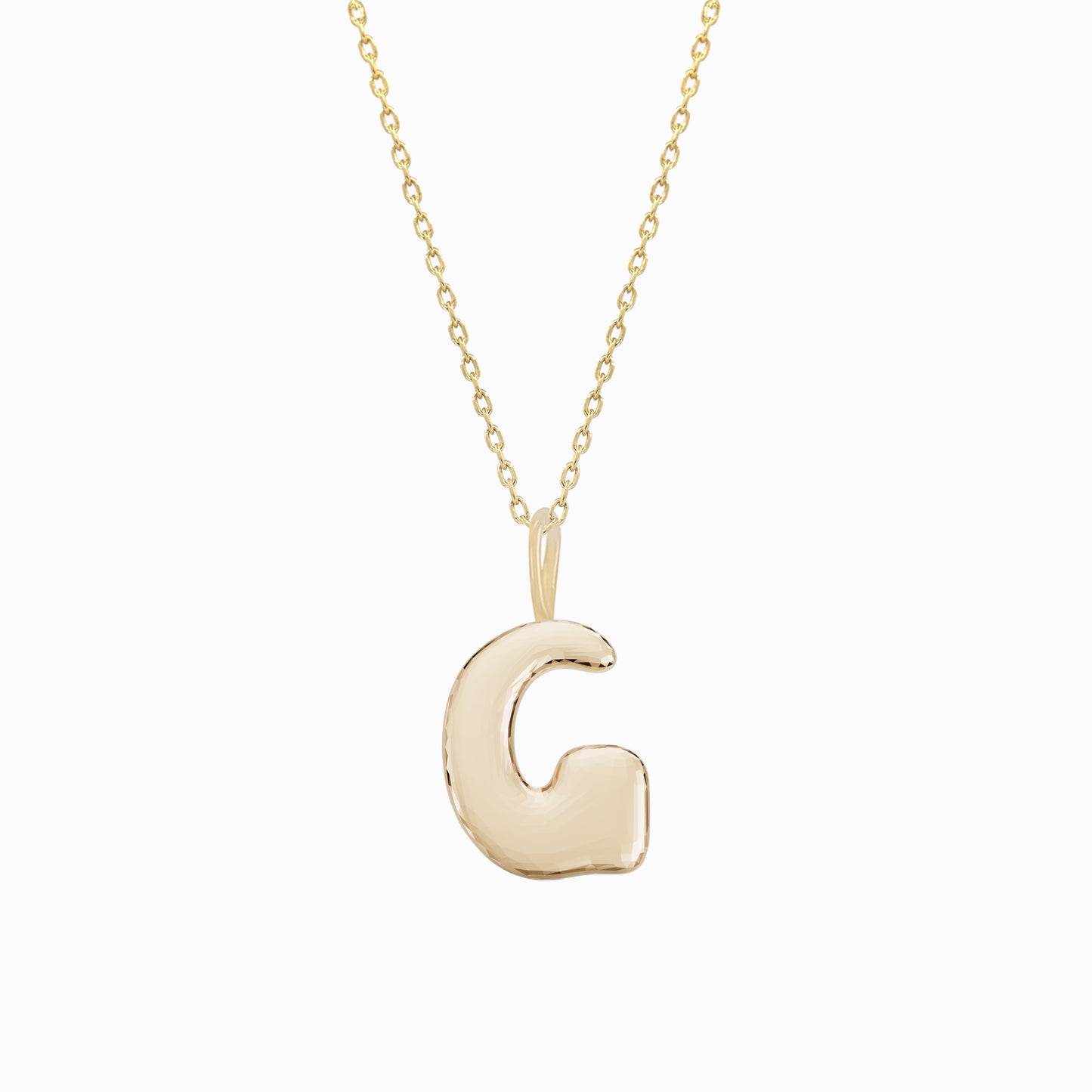 Soft Bubble Puffy Initial Necklace & Charm in 14K Solid Gold BY L’AIMÉ NEW YORK