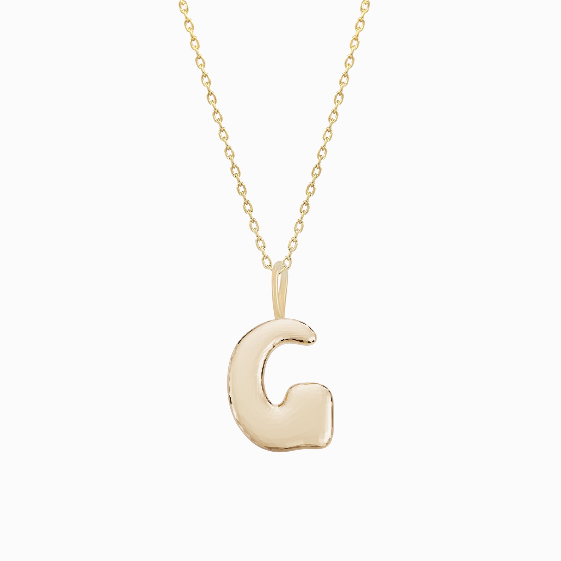 Soft Bubble Puffy Initial Necklace & Charm in 14K Solid Gold BY L’AIMÉ NEW YORK