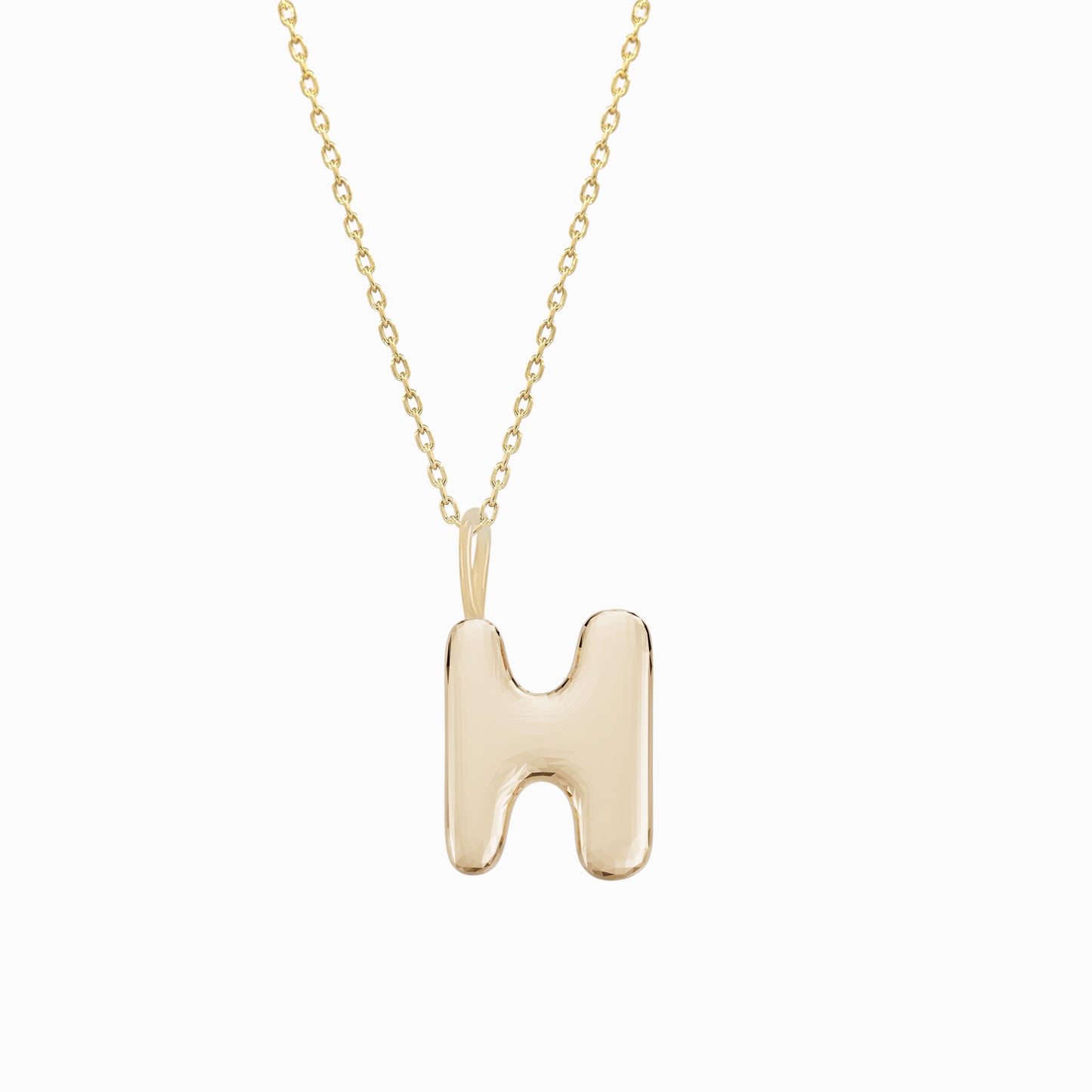 Soft Bubble Puffy Initial Necklace & Charm in 14K Solid Gold BY L’AIMÉ NEW YORK