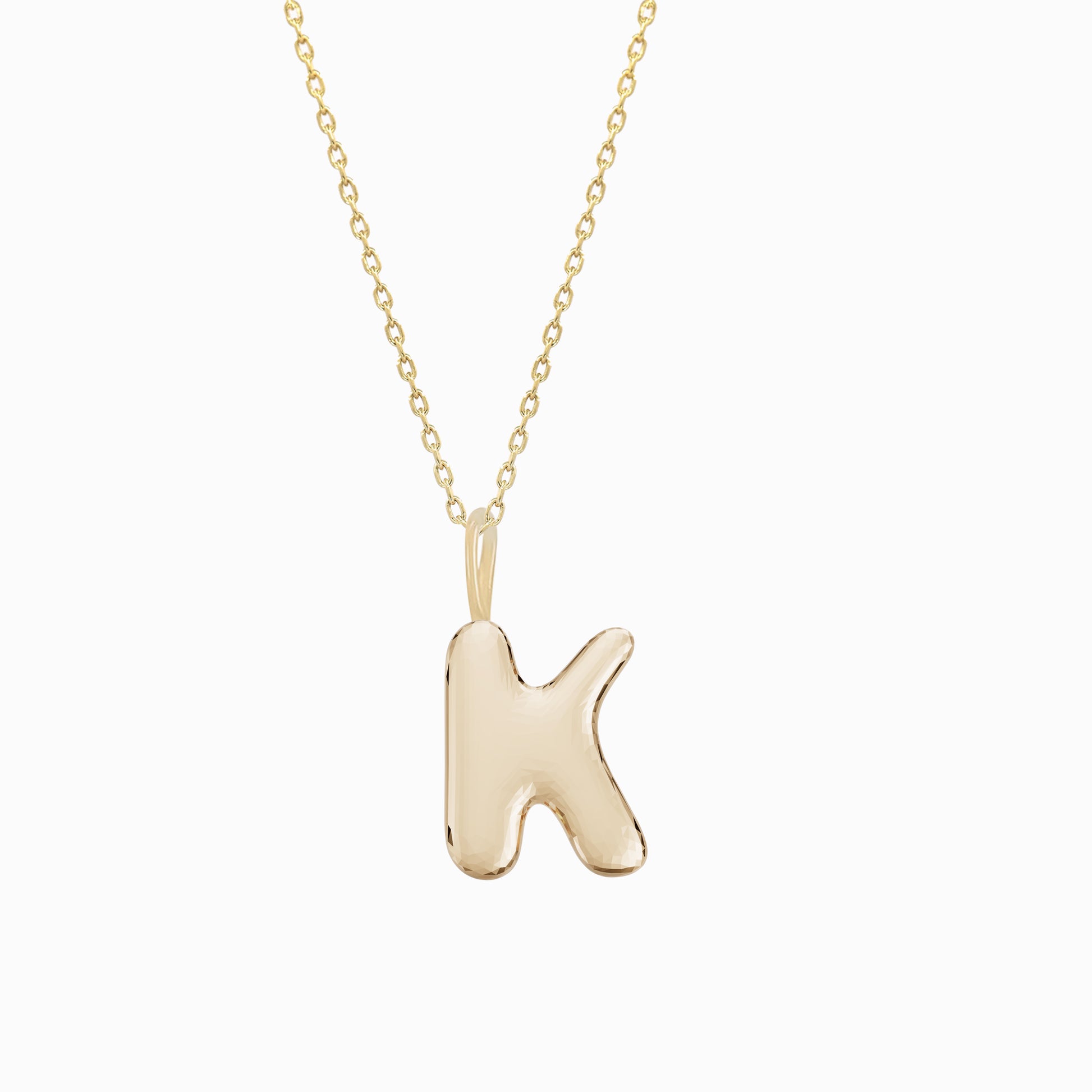 Soft Bubble Puffy Initial Necklace & Charm in 14K Solid Gold BY L’AIMÉ NEW YORK