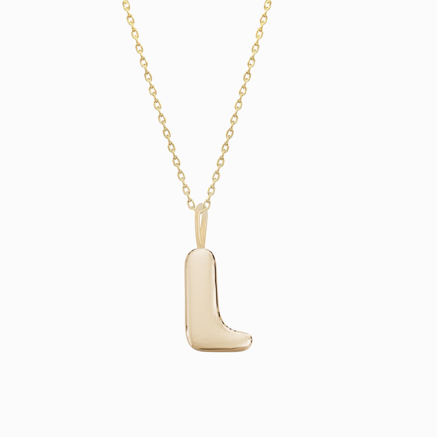 Soft Bubble Puffy Initial Necklace & Charm in 14K Solid Gold BY L’AIMÉ NEW YORK