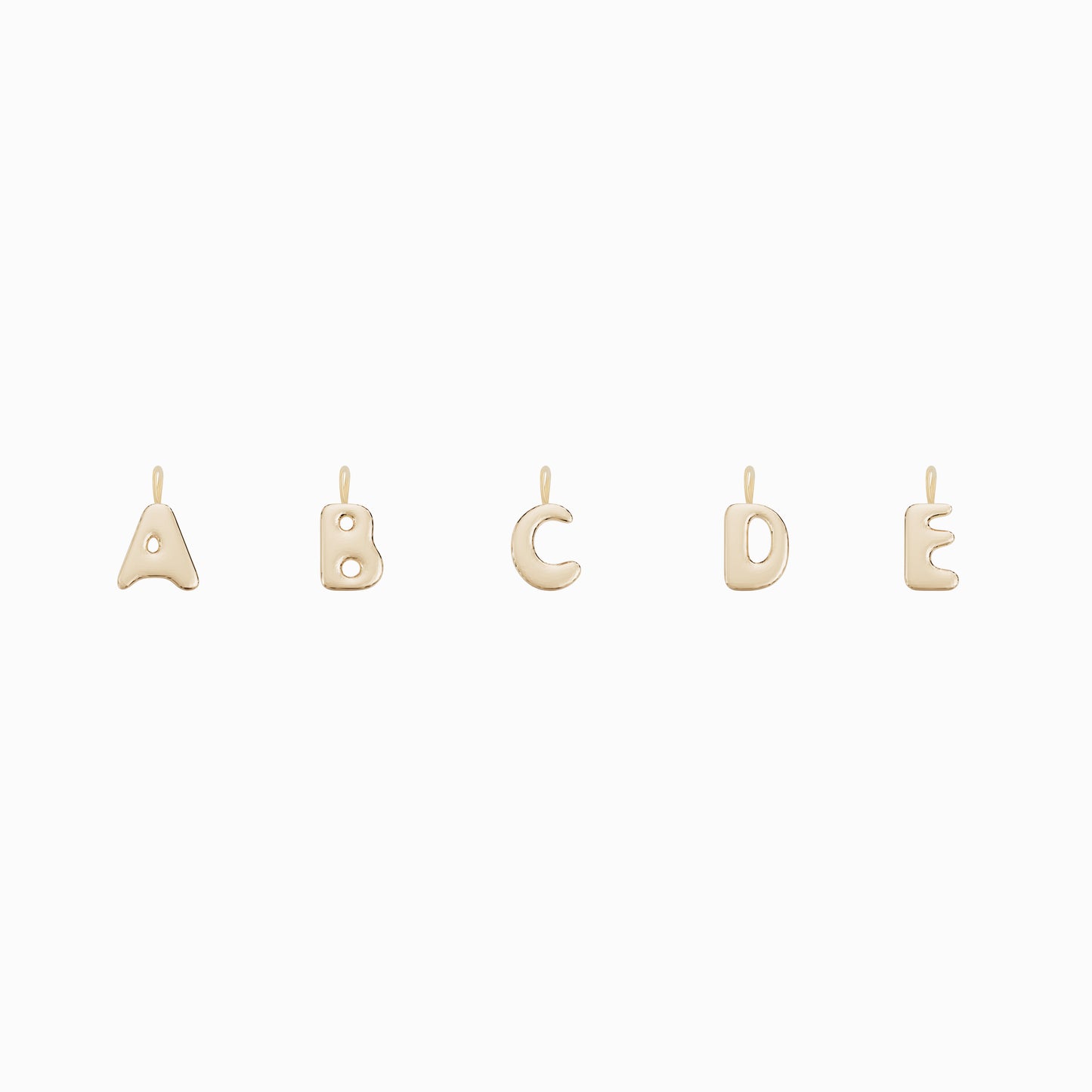 Soft Puffy Initial Letter Charm 14K Solid Gold Collection