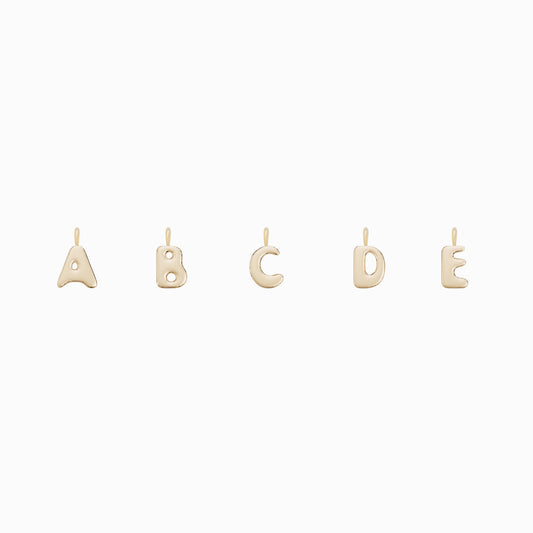 Soft Puffy Initial Letter Charm 14K Solid Gold Collection