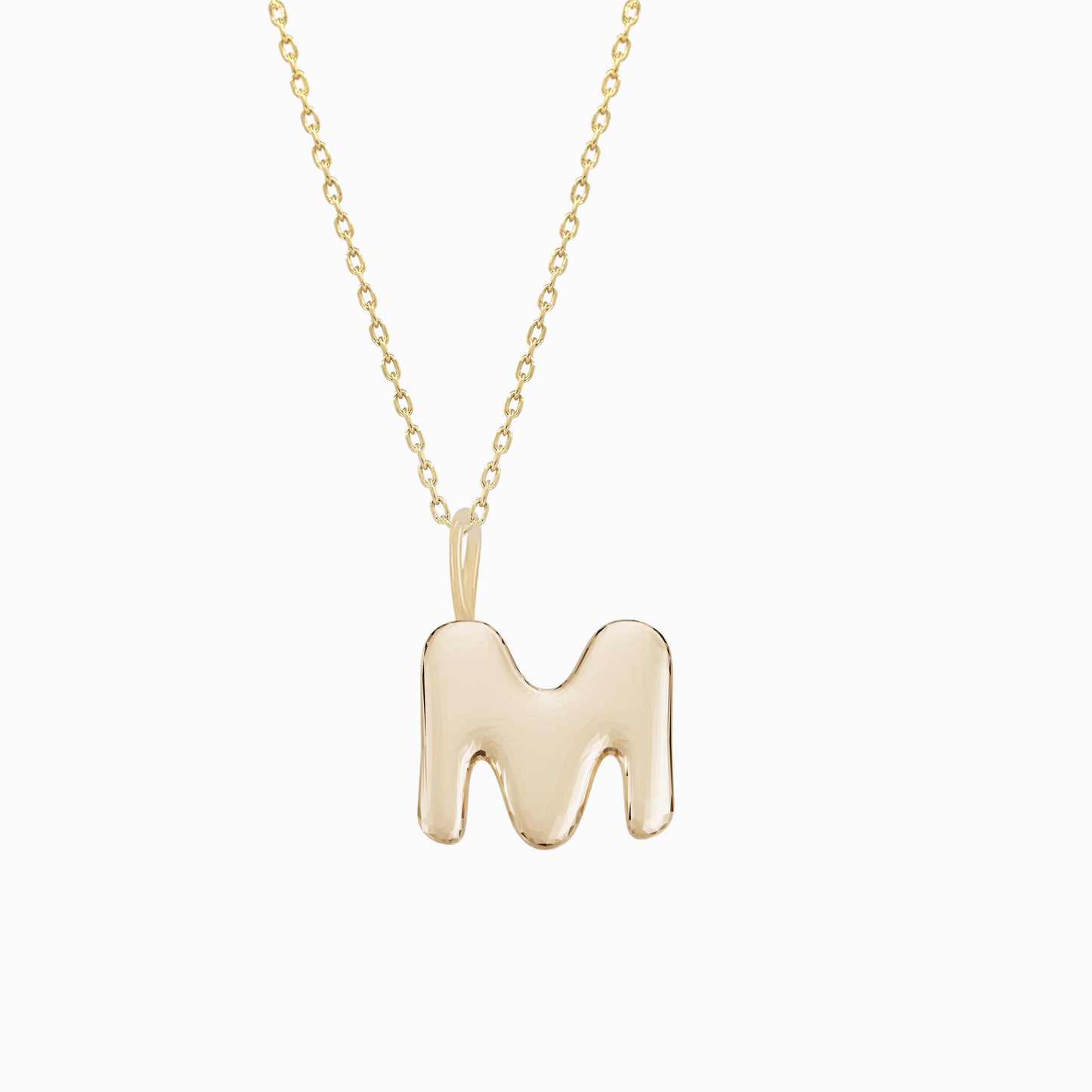 Soft Bubble Puffy Initial Necklace & Charm in 14K Solid Gold BY L’AIMÉ NEW YORK