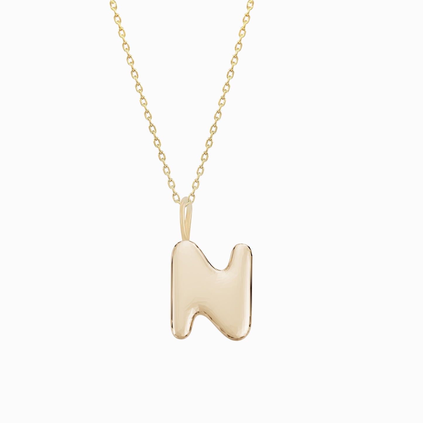 Soft Bubble Puffy Initial Necklace & Charm in 14K Solid Gold BY L’AIMÉ NEW YORK
