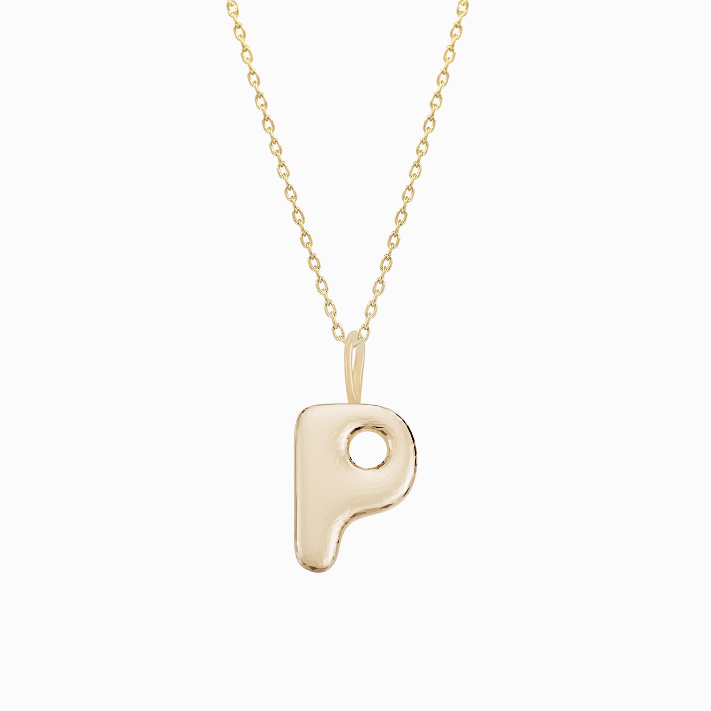 Soft Bubble Puffy Initial Necklace & Charm in 14K Solid Gold BY L’AIMÉ NEW YORK