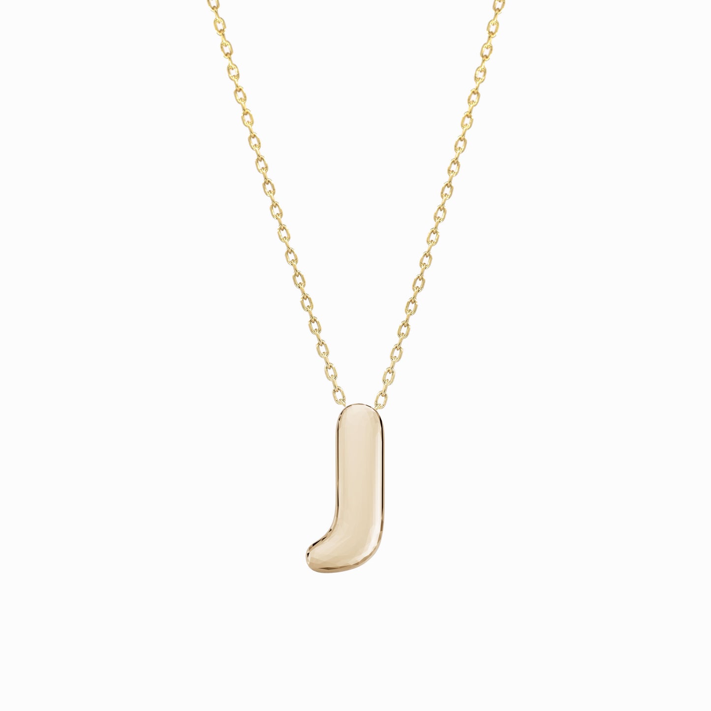 Soft Puffy Initial Letter Necklace 14K Solid Gold