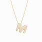 Soft Puffy Initial Letter Necklace 14K Solid Gold