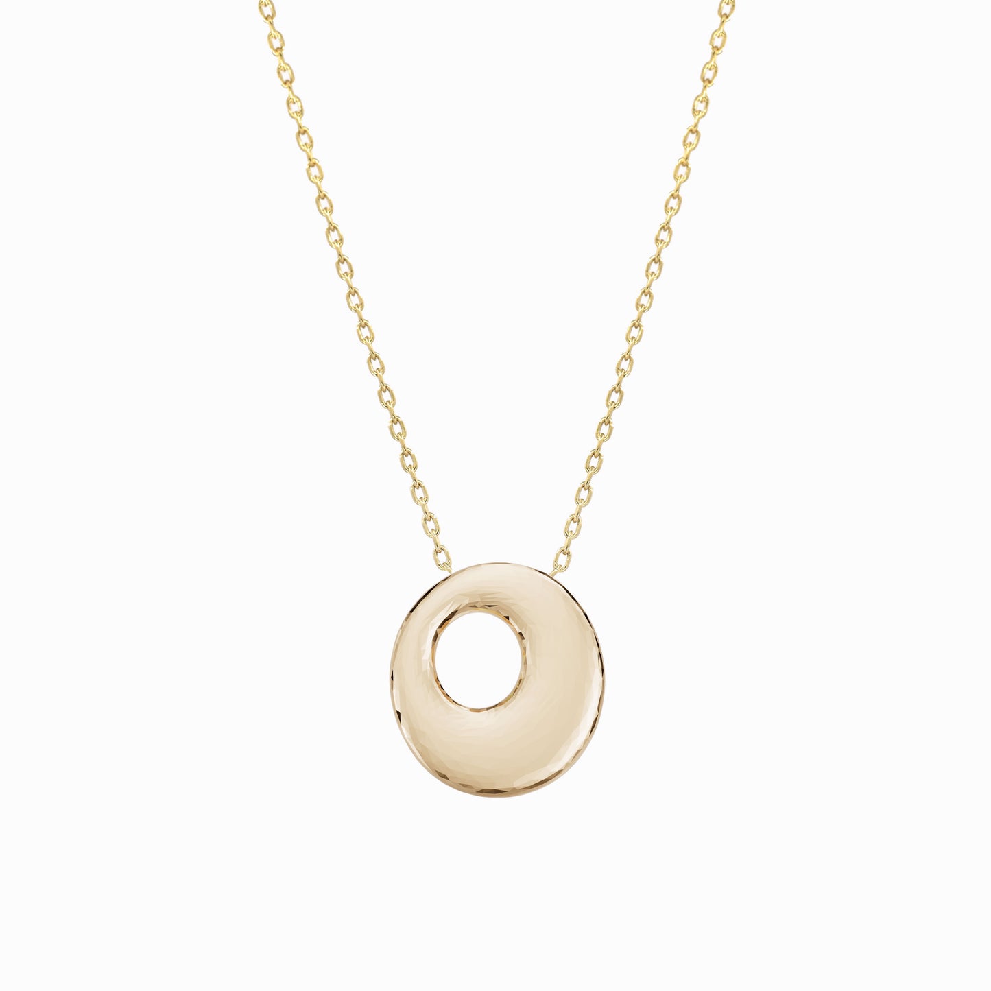 Soft Puffy Initial Letter Necklace 14K Solid Gold