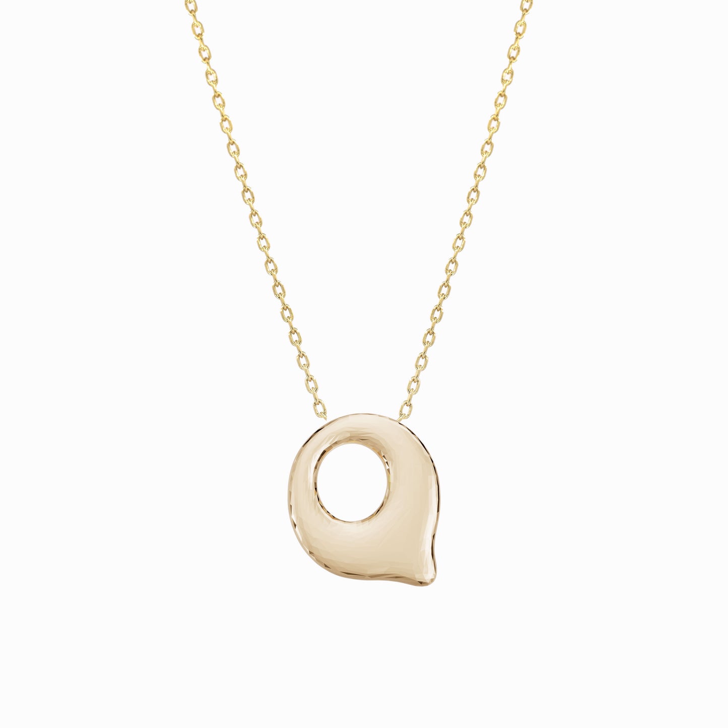 Soft Puffy Initial Letter Necklace 14K Solid Gold