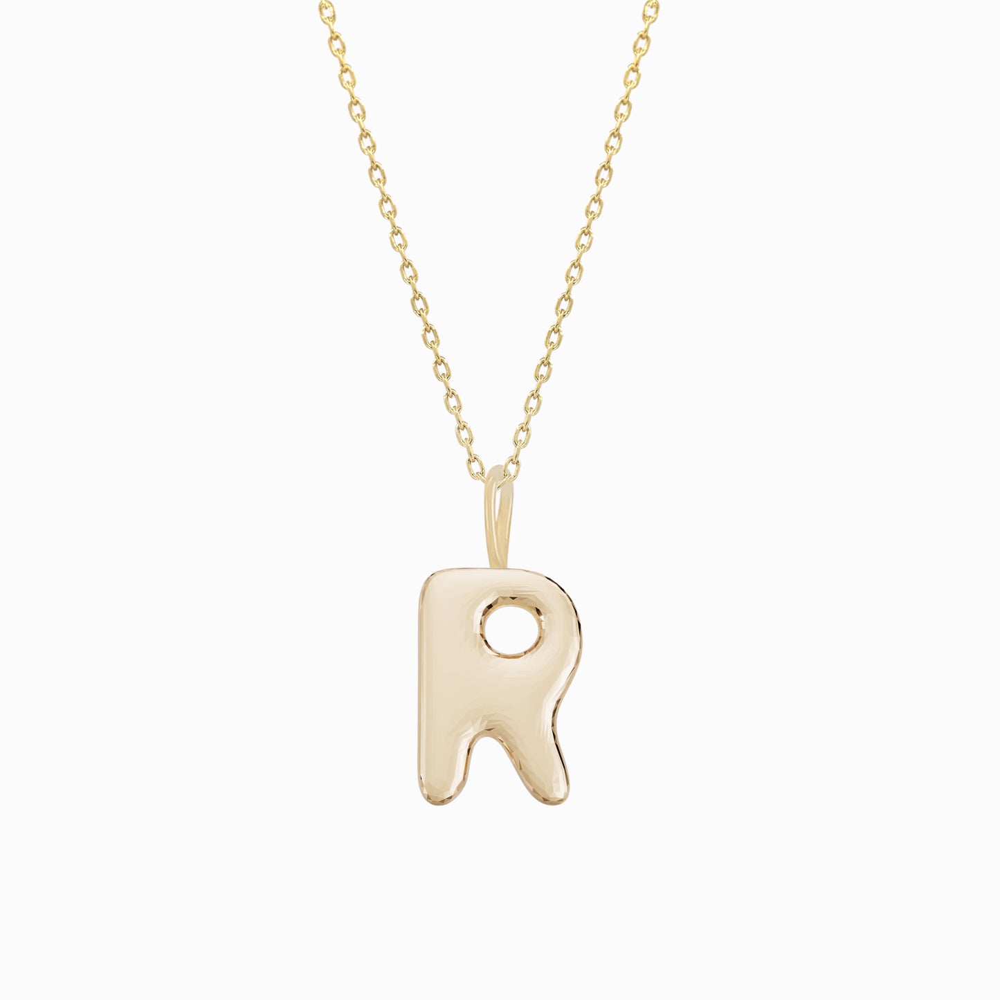 Soft Bubble Puffy Initial Necklace & Charm in 14K Solid Gold BY L’AIMÉ NEW YORK